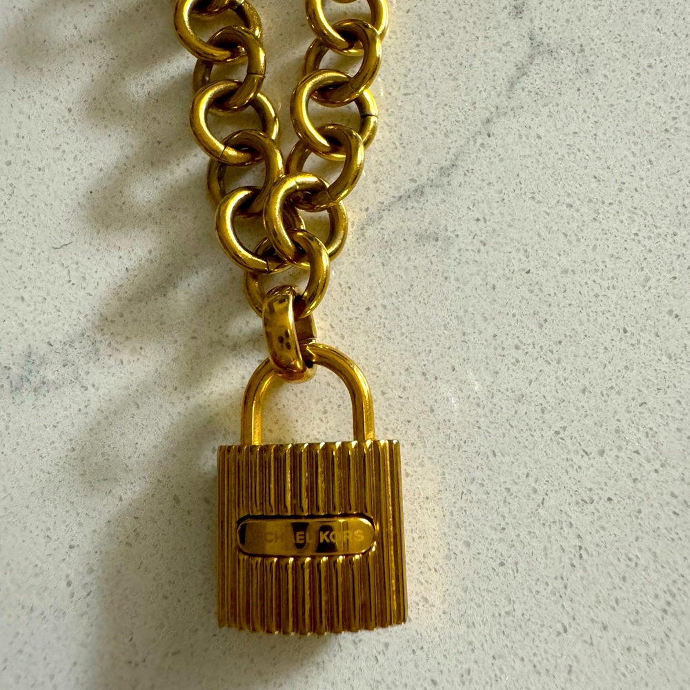 Michael Kors Gold Chain Necklace with Lock